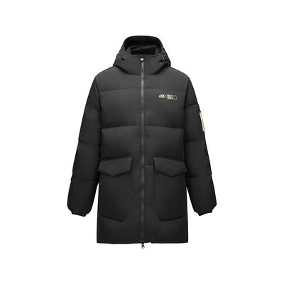 X Smileyworld Collaboration Comfortable Loose Hooded Long Sleeve Down Jacket Men Outerwear Carbon-Black L424M146-0018