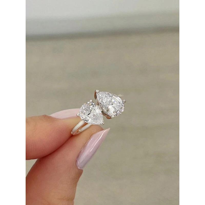 925 Sterling Silver Sparkling Water Drop Interweaving Dazzling Clear Pear CZ Finger Rings For Women Gift Wedding  Fine Jewelry