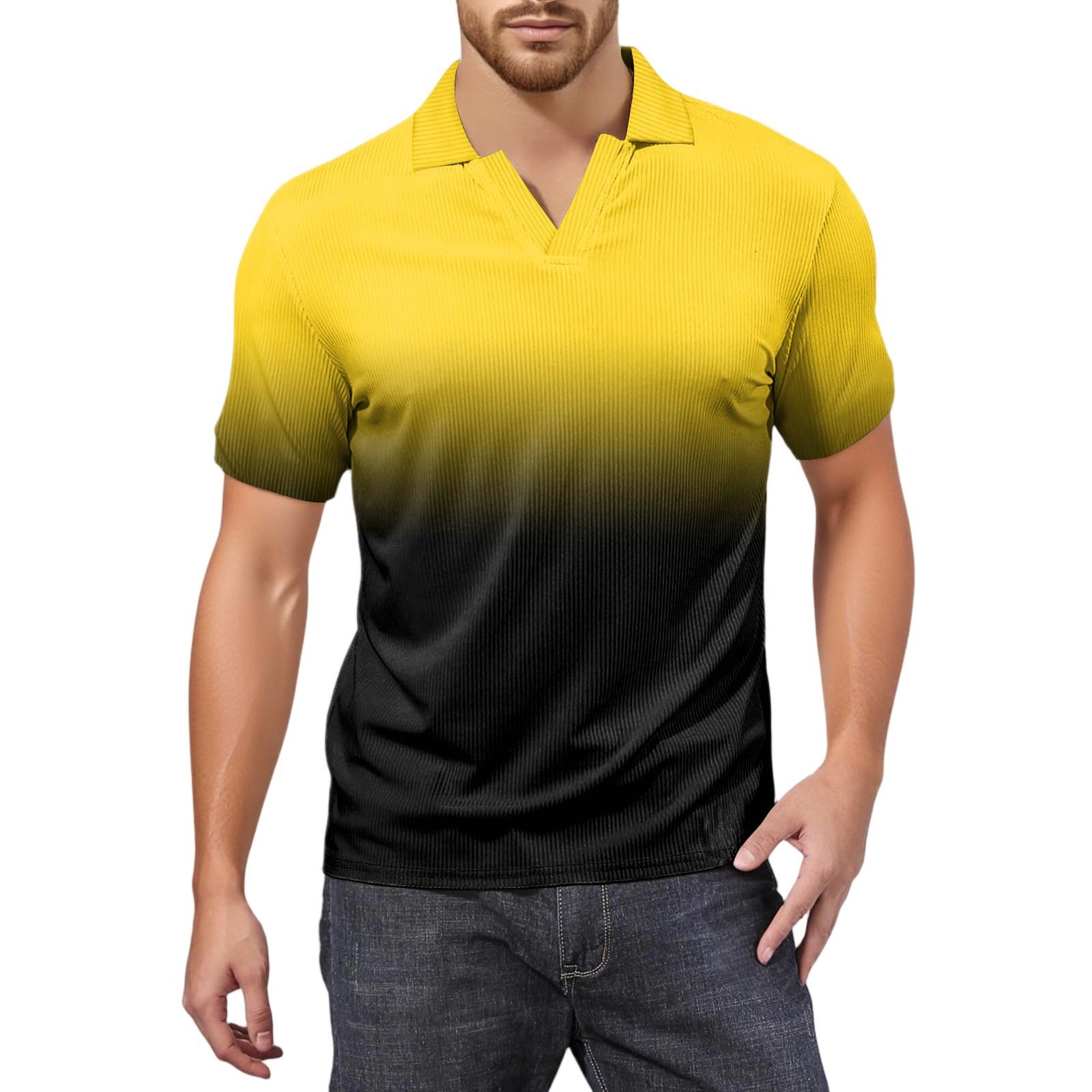 

Мужская модная футболка для гольфа с коротким рукавом и V-образным вырезом M жёлтый