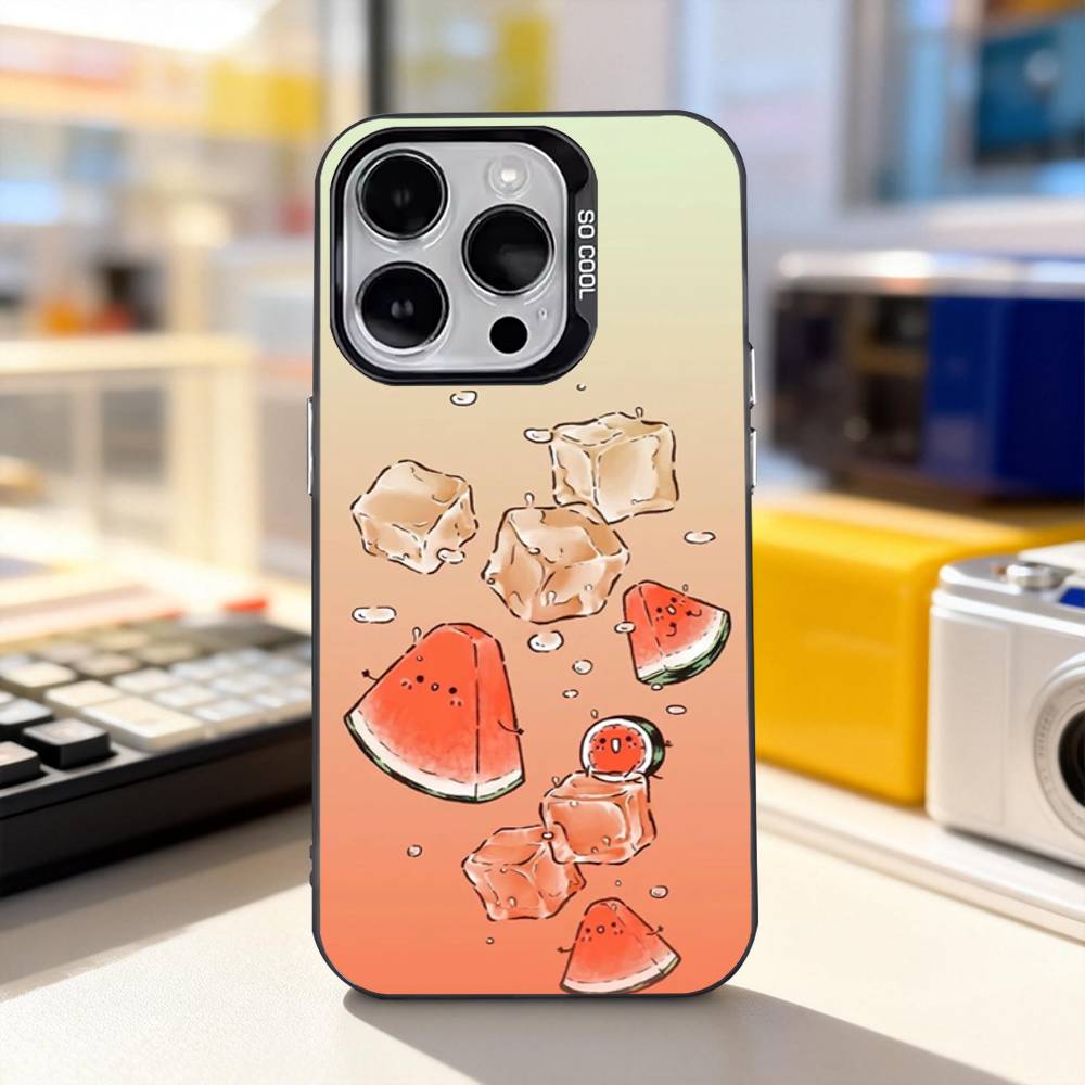 Watermelon Cute Phone Case For iPhone 17,16,15,14,13,12,11,Pro,XS,Max,Plus,Mini,SE4,E IMD Matte Black