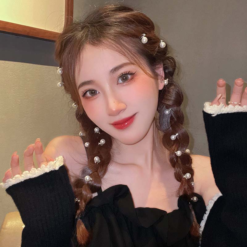 10Pcs White Small Pearl Buckle Hairpins for Women Girl Retro Simple Braided Bride Hair Buckles Side Clips Hair Style Accessories