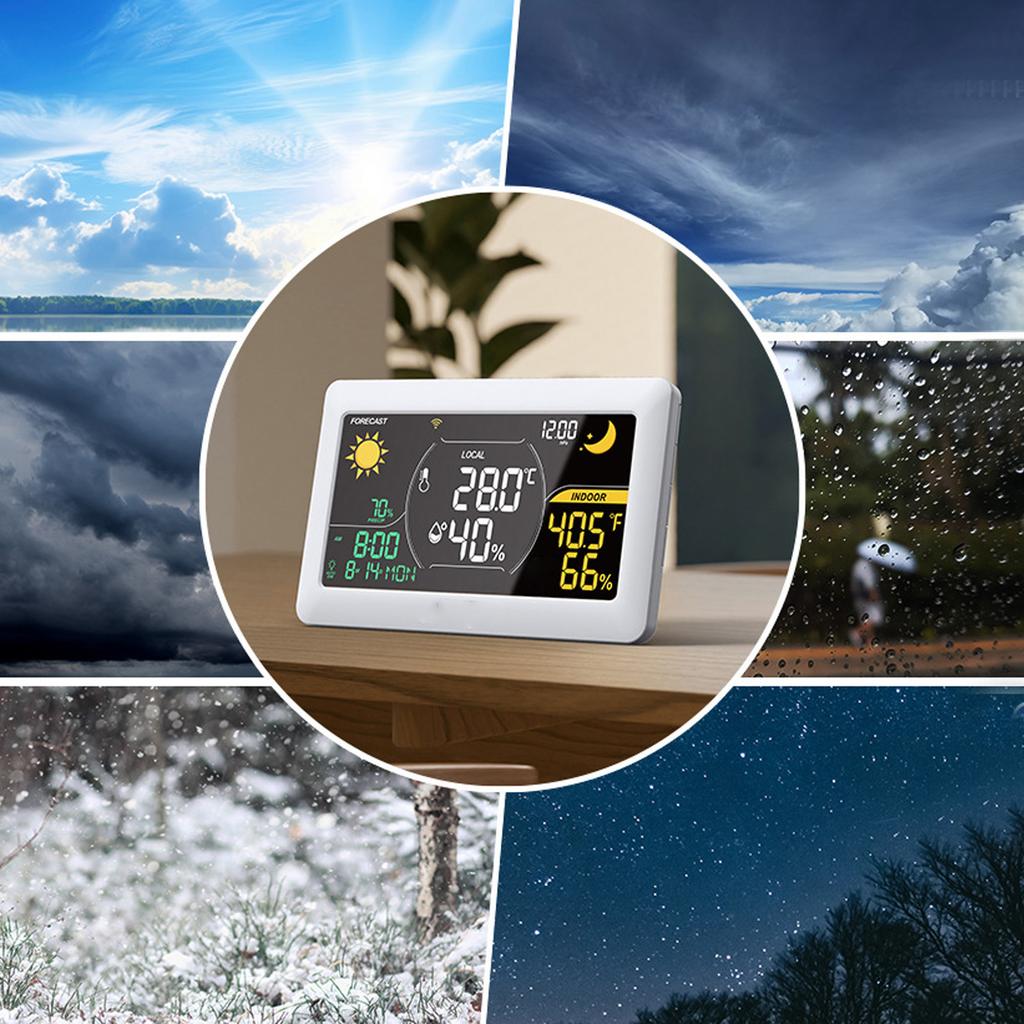 LCD Display   Kit, Indoor Outdoor Wifi Temperature Humidity Weather Forecast, 12-24H Forecast with APP, for Home and   Use
