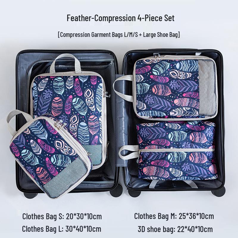 Travel Compression Set: Digital Toiletry, Makeup, Clothes & Shoes Organizer