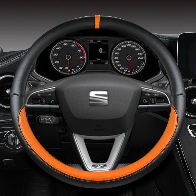 Mikrofaser Leder Auto Lenkradbezug Rutschfest 38cm Für Seat Tarraco Arona Ateca Ibiza Toledo Mii Leon Arosa Exeo ST FR