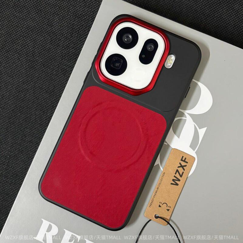 For OPPO Find X9 Pro Case Luxury For MagSafe Magnetic Velvet PU Leather Splicing Electroplated PC Lightweight Hard Cover