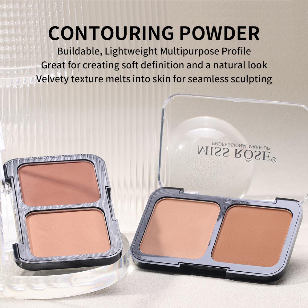 MISS ROSE Polvere per contouring in polvere per trucco viso per ragazza squisita 2 in 1