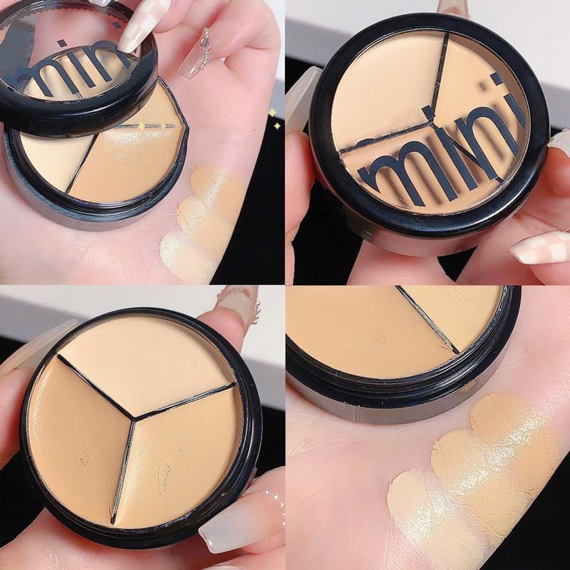 Round Holding Makeup Three Color Concealer Spot Acne Print Repair Foundation Dark Circles Are Not Easy To Stick Powder Wholesale