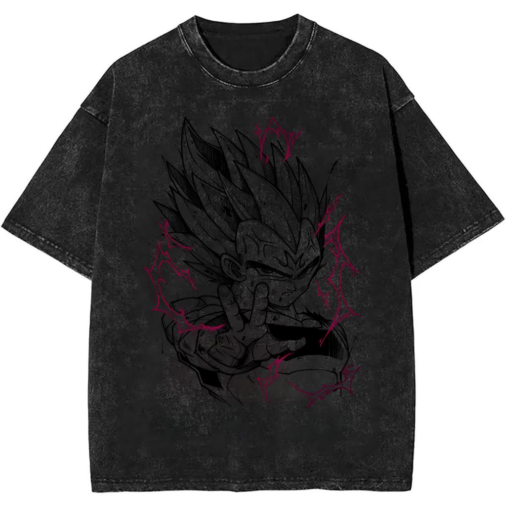 Dragon Ball Anime Printed Tshirt Mens and Womens Washed Tshirt High Quality Vintage Cotton Tshirt Harajuku YK Tops
