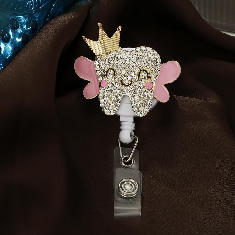 1Pcs Retractable Badge Reel 70Cm, Dental Hygienist Id Holder, Pediatric Dentist Name Tag Clip
