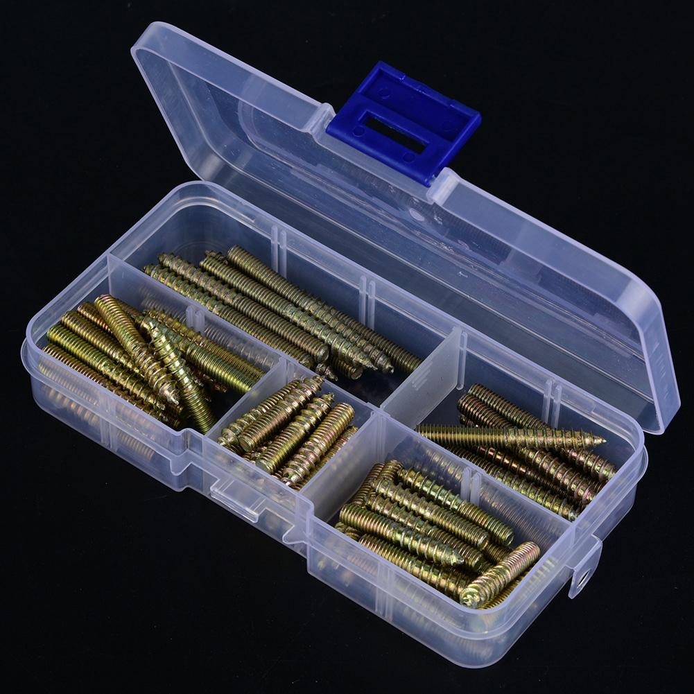 80pcs M5 Dowel Screw Woodworking Furniture Connector Double Ended Screw Hanger Bolt