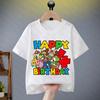 Super Bros Roundneck Tshirt for Boys Girls Cartoon Number Printed Birthday Clothes Children Fashion Shortsleeved Tops