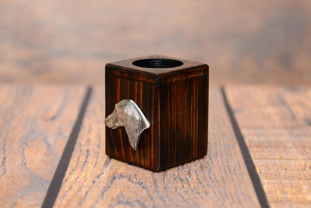 Saluki, Persian Greyhound, Arabian Hound - Wooden Candle Holder with a Dog, a Unique Souvenir After Losing a Dog, a Handicraft from the Art-Dog Brand