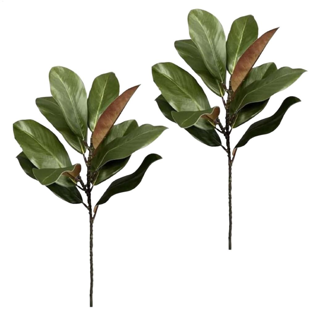 Faux Stems Artificial Magnolia Leaf Branches Real Touch Floral Art Fake Magnolia Plant Lifelike Handmade Simulated Green Plants