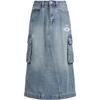 Originals Sport Lifestyle Series Loose Comfortable Striped Denim Maxi Skirt Women Skirts Light-Blue JM8036