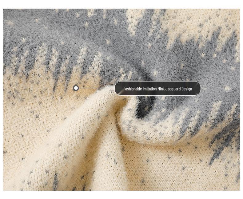 Herren Colorblock Rundhals Langarm Pullover - 2025 Winter Locker Gestrickt, Dicke Warme Basisschicht.