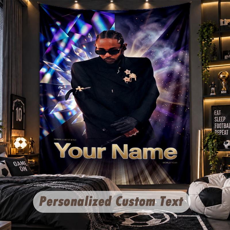 Personalized Wall Tapestry,Kendrick Lamar Custom Printed Name, Fabric Wall Art For Indoor Room Backdrop