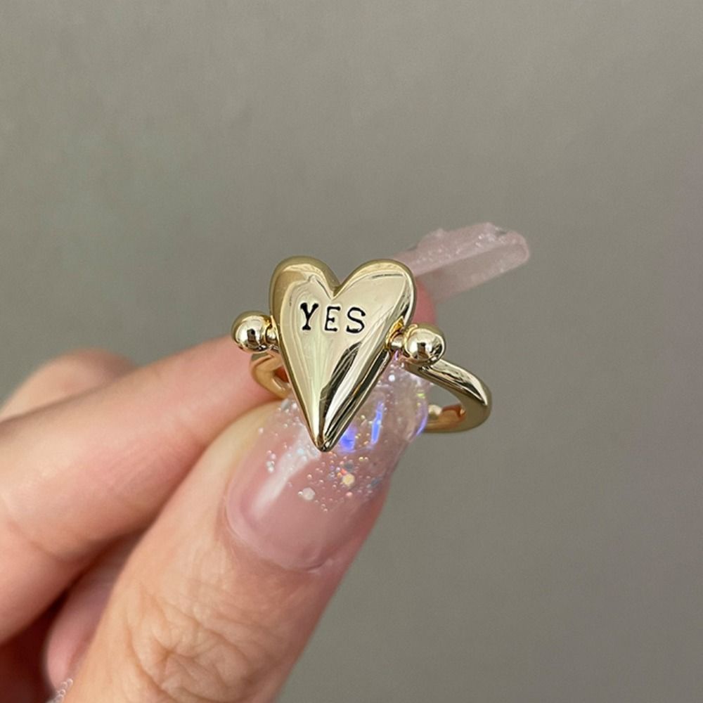 Glossy Surface Heart Ring Personality Vintage Jewelry Gift Fashion Finger Charm  For Women