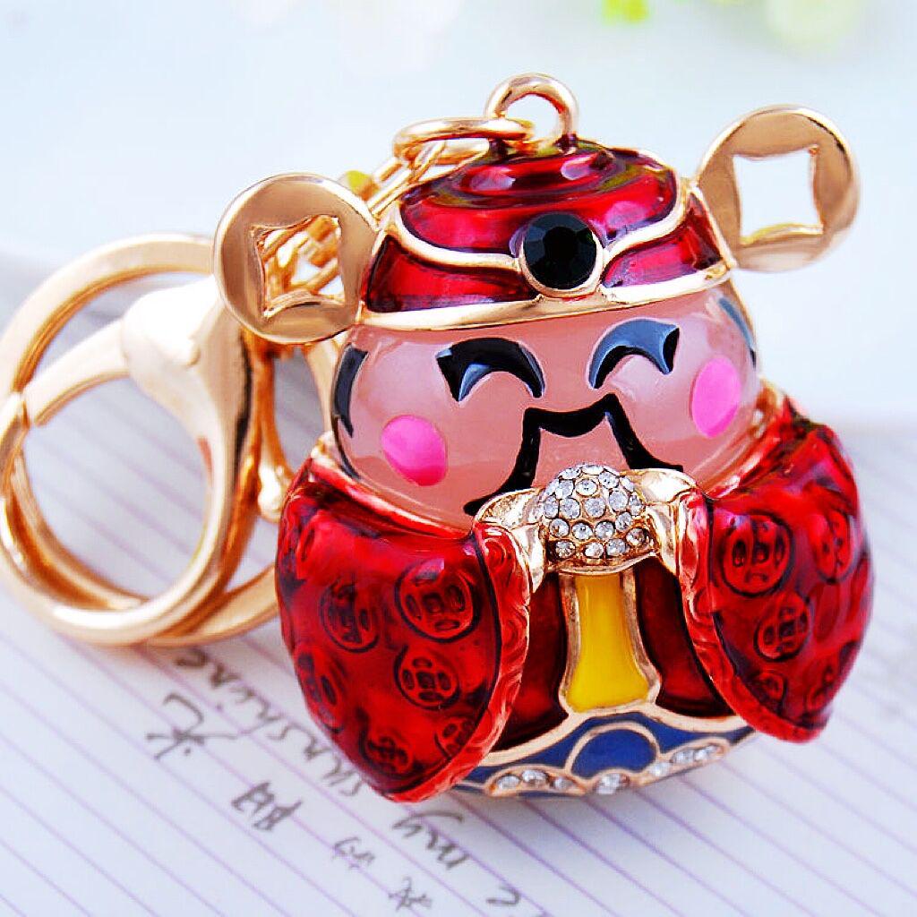 Zodiac Rhinestone Lamb Keychain Pendant for Women's Bag - Creative Business Logo Gift