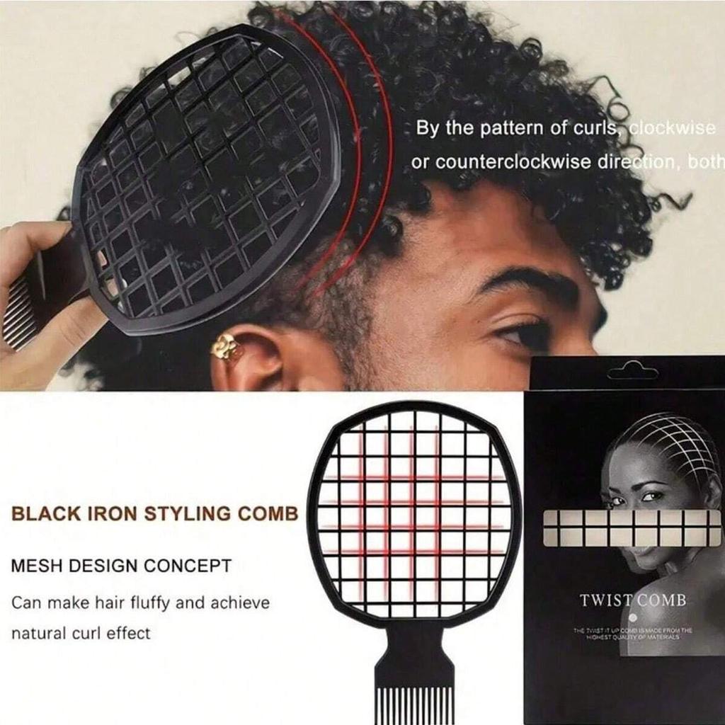 4dílná sada hřebenů pro afro vlasy s kouzelnou houbičkou na twisty a lokny pro africký zaplétaný účes, houbička na zacuchané kudrnaté vlasy a ocelový hřeben