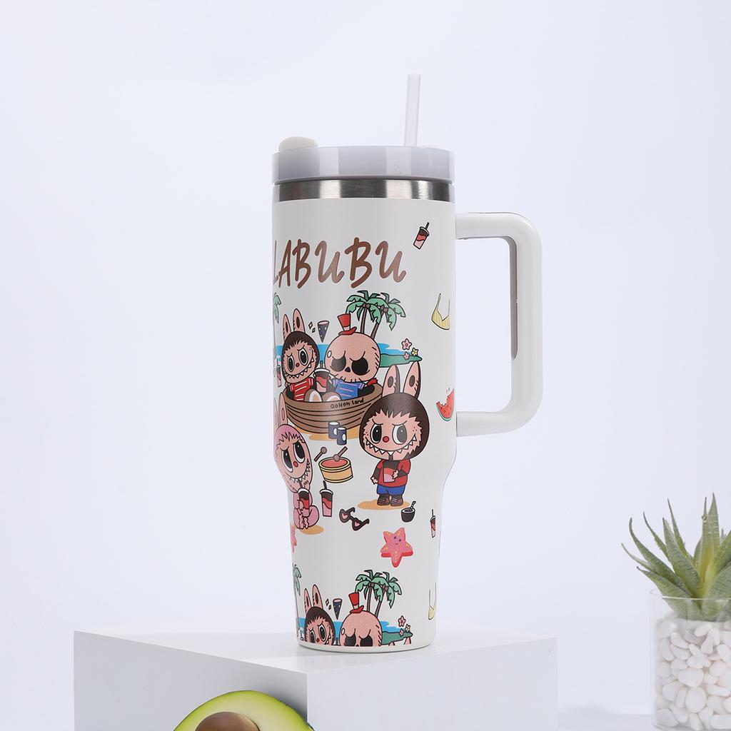 Kreslený 40oz Hrnek do auta Termoizolační Hrnek na vodu Nerezová termoska Velkoobjemový Hrnek do auta Kreativní