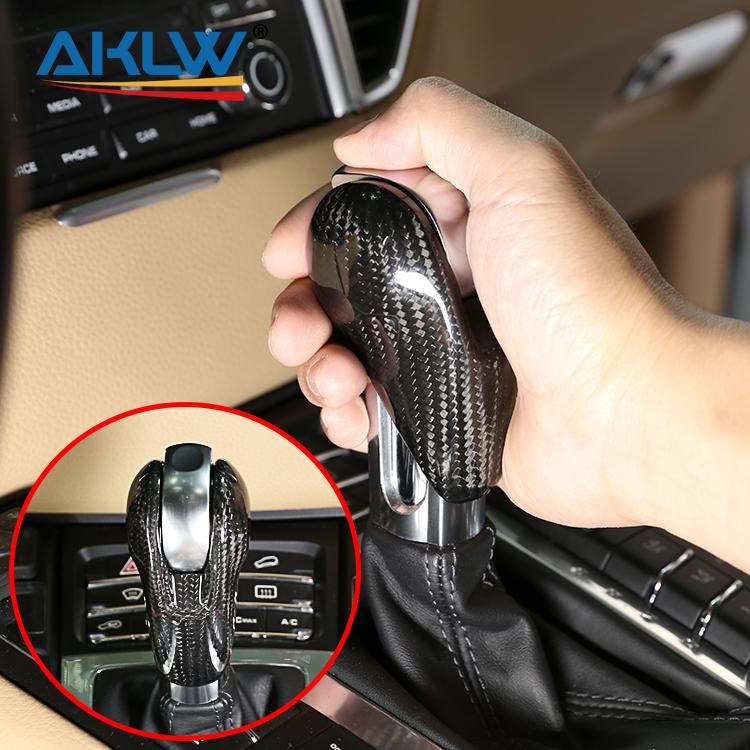 Real Carbon Fiber Gear Shift Knob Head Cover Trim for Porsche Macan Panamera Cayman 911 718 Boxster Luxury Interior Accessories