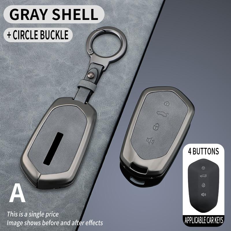 Zinc Alloy +Leather Car Key Case Cover Shell Fob For Geely Livan 7 EV Max X3 Pro Car Interior Styling Keychain Accessories