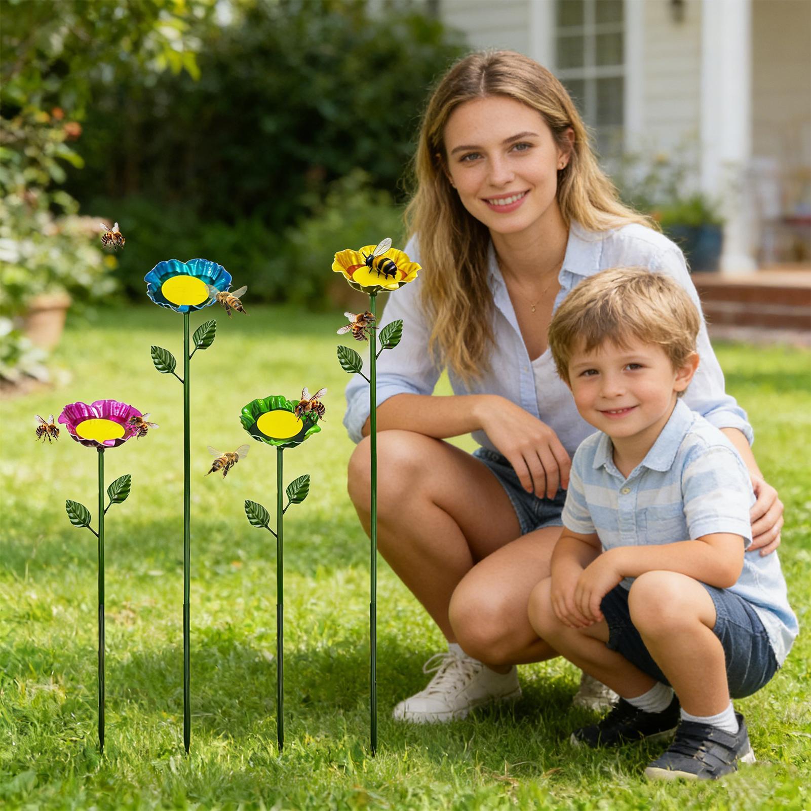 

Bee Watering Station 4 Pieces Metal Weatherproof Beekeeping Supplies Bee Bath for Garden for Outdoor Lawn Backyard Outside Patio CN