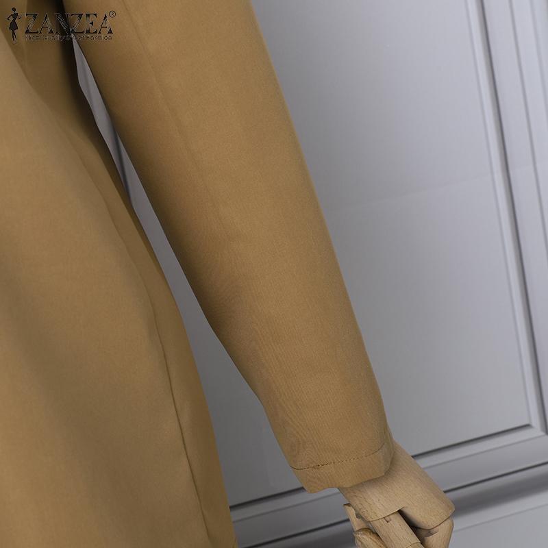 ZANZEA Women Autumn V-Neck Solid Color Long Sleeve Cardigan Suit Jackets