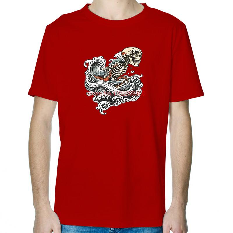Skeleton In The Ocean Waves Crashing Funny Shirts Graphic Tee Summer Tops TShirt New Arrival Goods Cotton Mens TShirts S