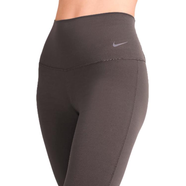 Nike Zenvy Pantaloni Sportivi Svasati a Vita Alta con Logo Monocolore Semplice Asciugatura Rapida Sollevamento Glutei Donna Fondi Grigio Medio FV7922254
