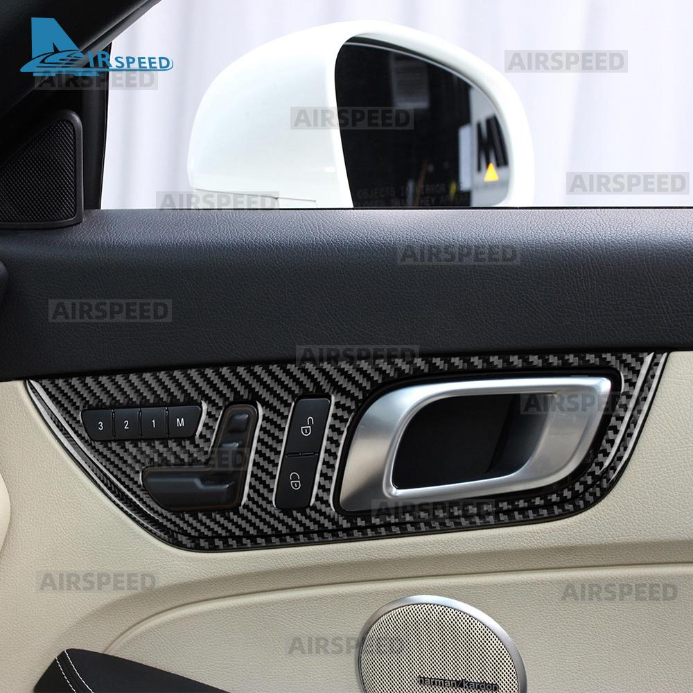Real Soft Carbon Fiber Trim Sticker For Mercedes Benz SLK R172 2011-2014 2015 2016 SLC 2016-2020 Car Inner Door Handle Frame