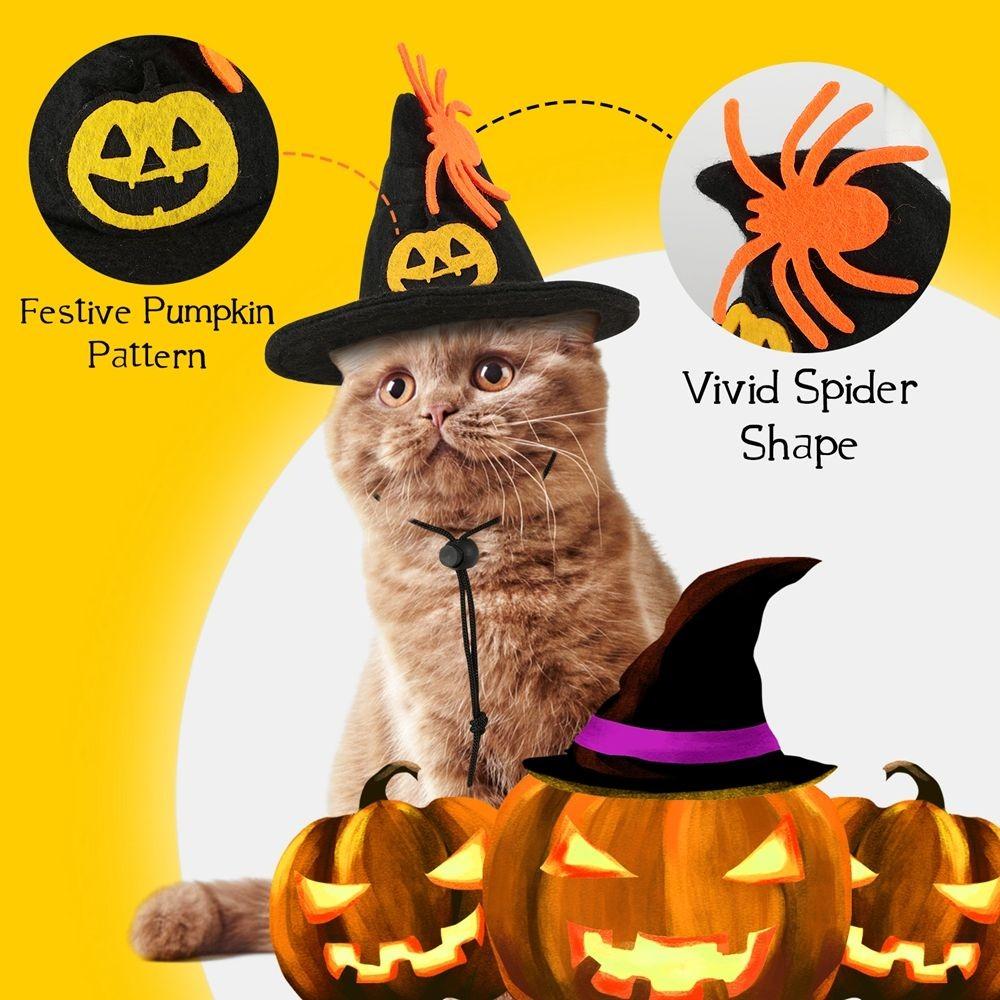 Pumpkin Halloween Cat/Dog Costume - Adjustable Hat & Scarf Set, Cute Mesh Cosplay Props, Pet Halloween Supplies for Cats/Dog