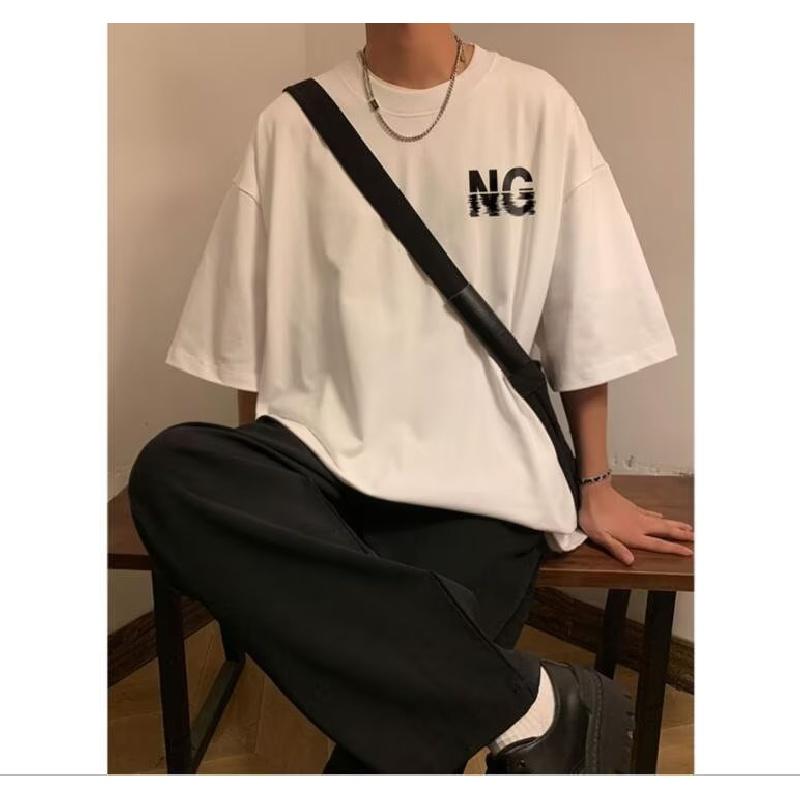 Homens camisetas de manga curta carta impressão gráfica moda meia manga camisetas roupas masculinas casual camiseta homem verão coreano retro topos para