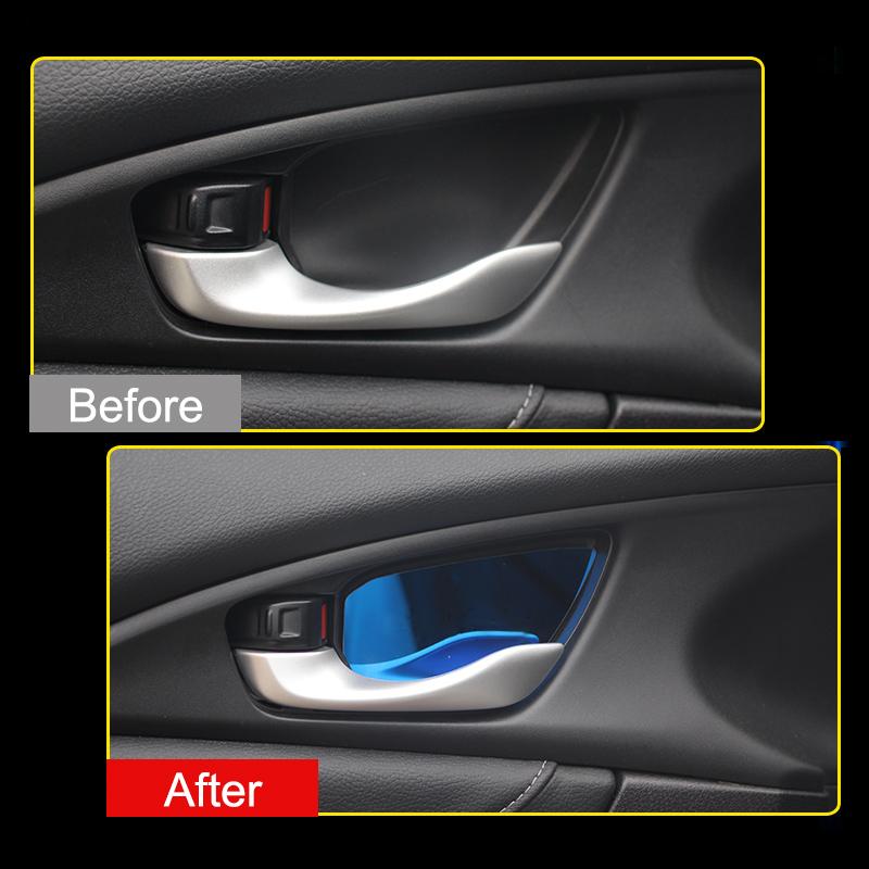 

Нержавеющая сталь, авто внутренняя дверная чаша, наклейка, внутренние молдинги, чехлы для Honda Civic 10th 2016 2017 2018, аксессуары