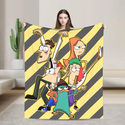 P-Phineas and F-FerbS Plush Blanket Kids Flannel Throw Blanket For Couch Chair Sofa Bed Warm Soft Design Quality Bedspread Gift