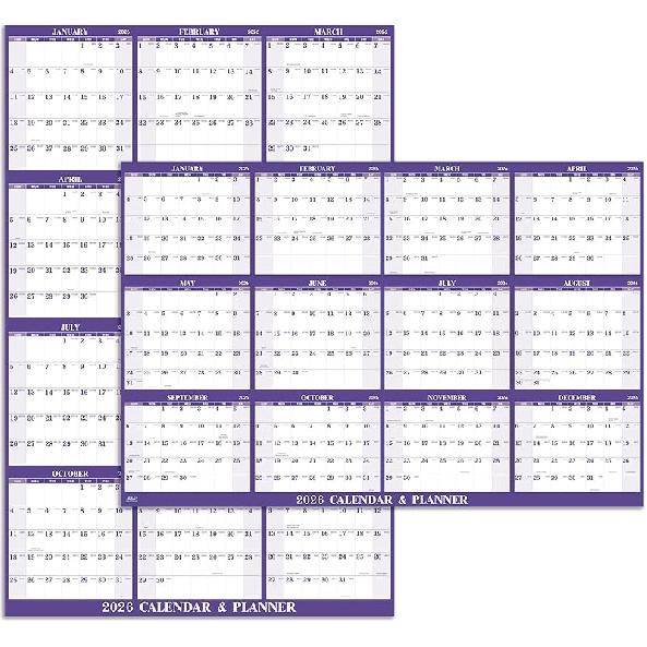 2026 Dry Erase Calendar for Wall - Dry Erase Wall Calendar 2026, JAN.2026 - DEC.2026, 2026 Yearly Wall Calendar, 34.8  x 22.9 , 2026 Dry Erase фиолетовый