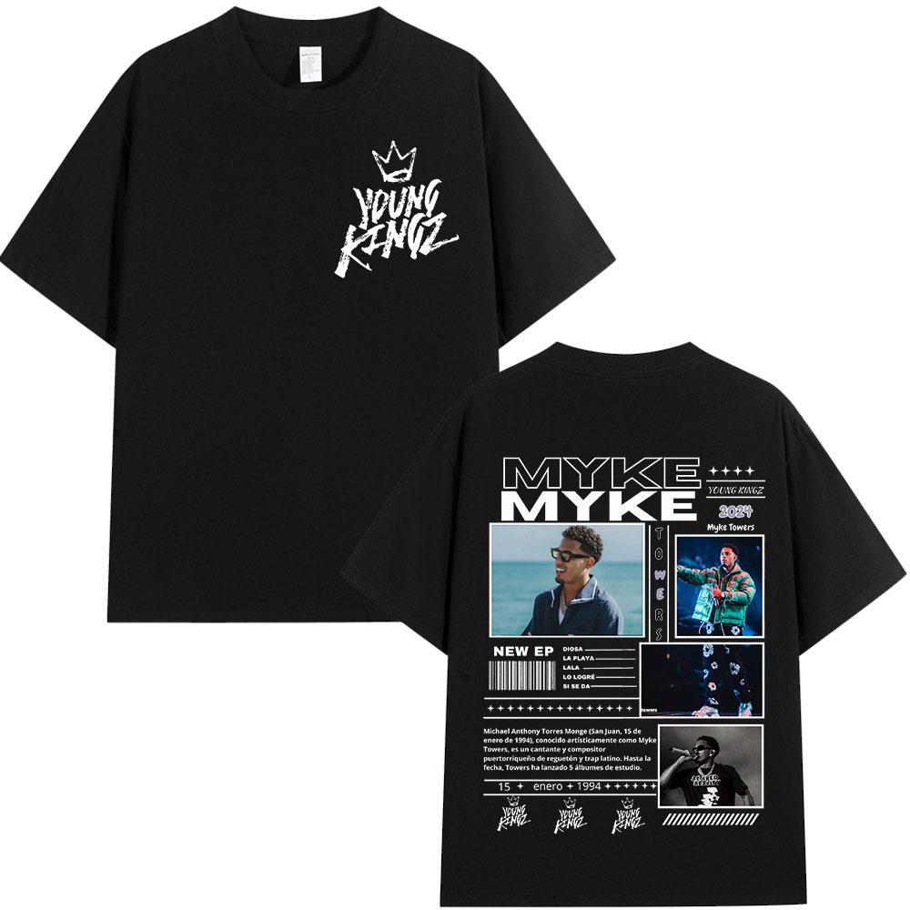Rapper Myke Towers Graphic T-shirts Men Women Clothing Fashion Hip Hop Oversized T Shirt Unisex Cotton Short Sleeve T-shirt Tops
