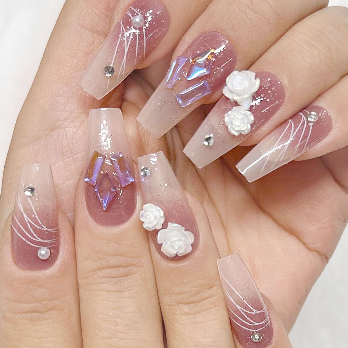 Набор украшений из 24 предметов, стиль Камелия, стиль Алмаз, белая роза, длинный кулон