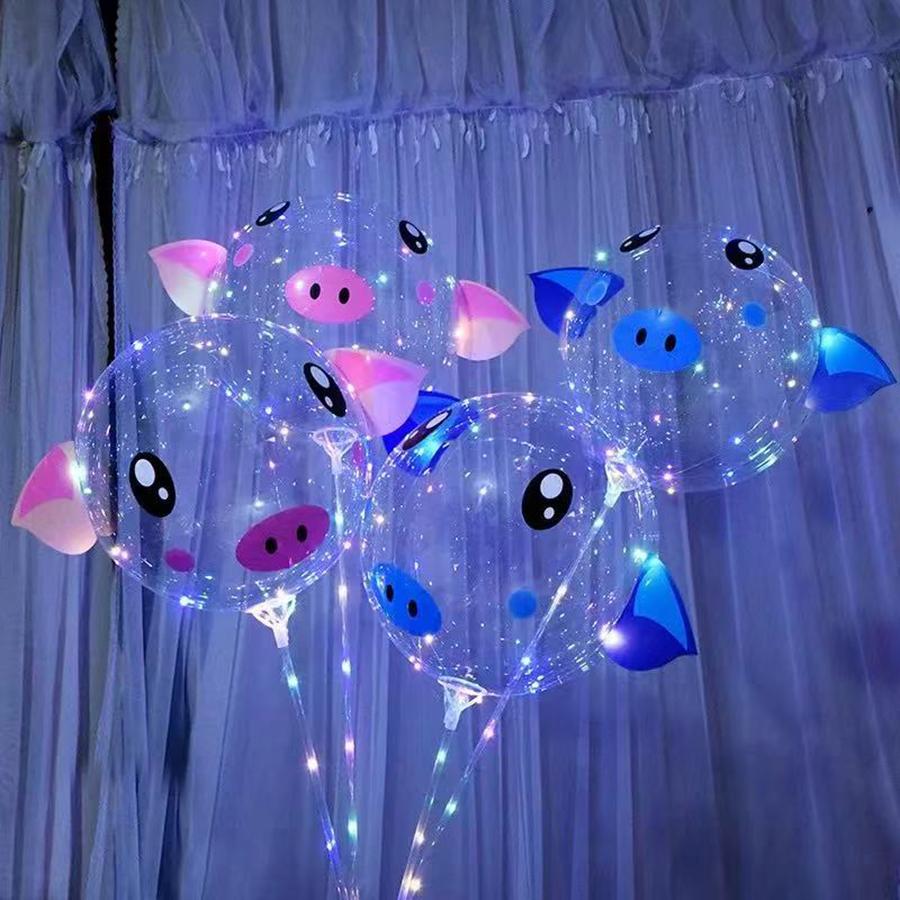 5pcs 20inch LED balloon light with animal stickers for birthday party decoration (excluding battery) glowing balloon decoration