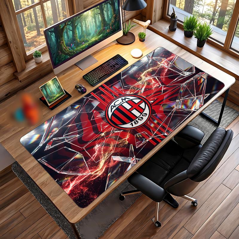 Tappetino per Mouse Grande Stampato AC Milan, Tappetino Morbido in Gomma Antiscivolo per Scrivania da Gioco per Ufficio Laptop Computer Decorazione
