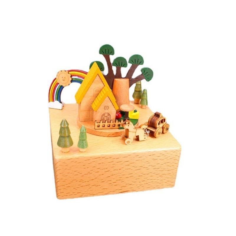 Neuheit Persönlichkeit Holz Spieluhr Heimdekoration Handwerk Karussell Kindergeburtstag Freundin Valentinstag Geschenk 11x15cm