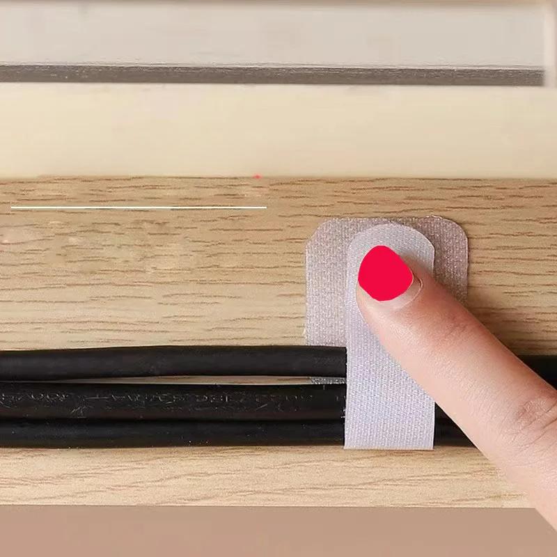 10Pcs Ties Fastening Wire Reusable Cable Organizer Cord Rope Holder Self Adhesive Adjustable Cord Organizer Straps Desk Management