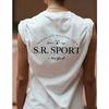 SR Sport American Vintage Sports Style Letter Front and Back Print Casual Pure Cotton Short Sleeve T-shirt