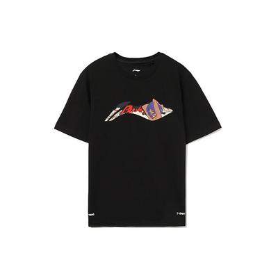 Li Ning Sport Trend Series Fun Logo Printed Short Sleeve T-Shirt Men Tops Black AHSR535-2