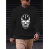 Men's Casual Round-Neck Sweatshirt With White Skull Design.
