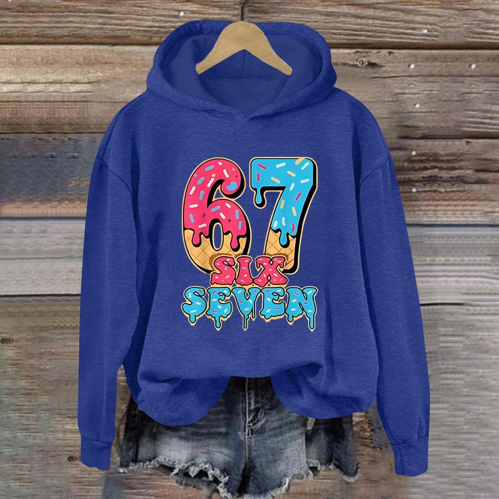 Damen Modisches Lässiges Langärmliges Bedrucktes Kapuzensweatshirt