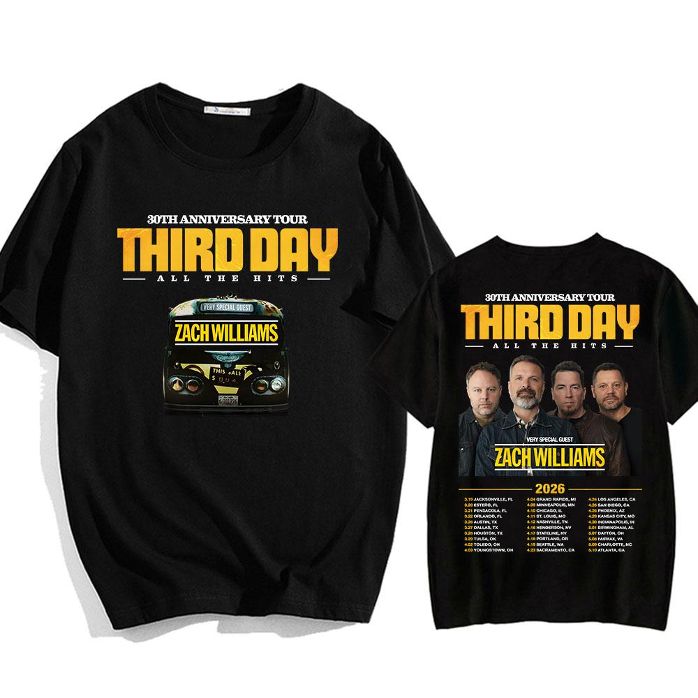 Third Day 30th Anniversary Tour 2026 T-shirt All The Hits Rock Band Fashion Tshirts Short Sleeve Cotton Male T Shirt O-neck Tees