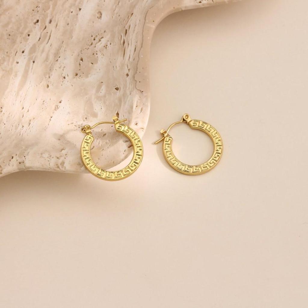 18K Gold Plated Geometric Irregular Hammered Stainless Steel Earrings