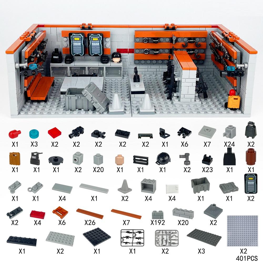 MOC Military Weapons Strategic Firearms Warehouse Army Soldiers Mini Action Figures Block Bricks Accessories Building Block Toys  Playsets Sets