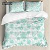 Turquoise Duvet Cover Set Retro Floral Background with Hibiscus Silhouettes Dramatic Romantic Nature Art Polyester Duvet Cover